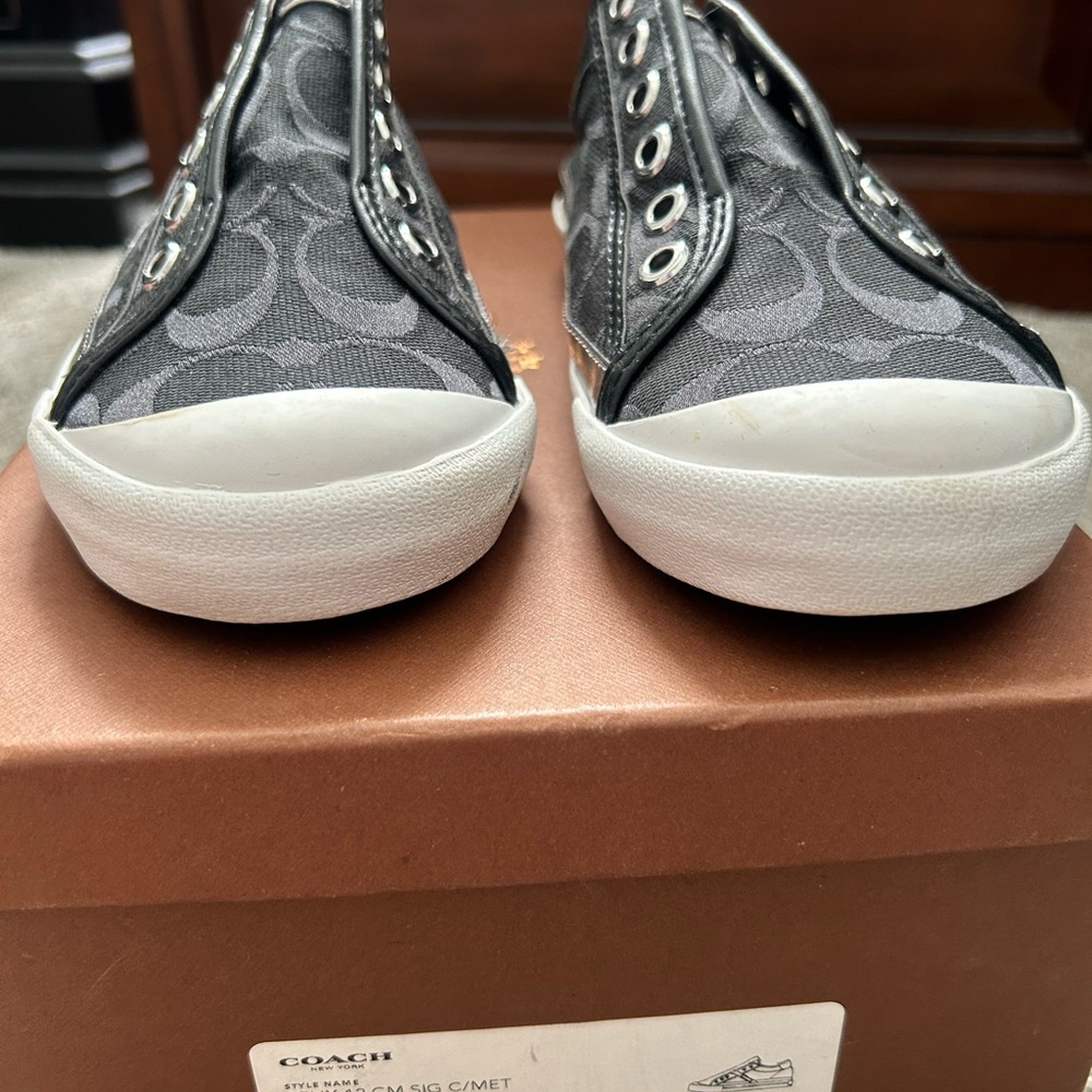 Coach Black and Gray Slip-On Sneakers
